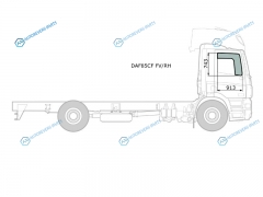 DAF85CF FVRH Стекло форточки (уголок) переднее правое DAF 7585CF SERIES 93-98