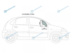 C3-5DHBK FVRH Стекло форточки (уголок) переднее правое CITROEN C3 5D HBK 02-09