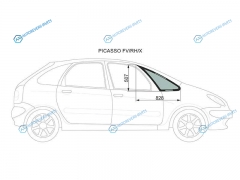 PICASSO FVRHX Стекло форточки (уголок) переднее правое CITROEN XSARA 99-10