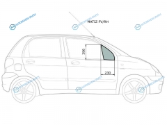 MATIZ FVRH Стекло форточки (уголок) переднее правое DAEWOO (Сборка Узбекистан) 01-15