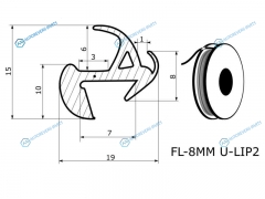 FL-8MM U-LIP2 Молдинг универсальный в бухте (U-LIP 2 лепестка) бухта 30 м. (цена за 1метр)