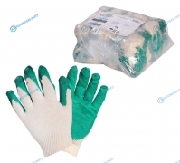 AWG-C-06 Перчатки ХБ с латексным покрытием ладони. зеленые (1 пара)