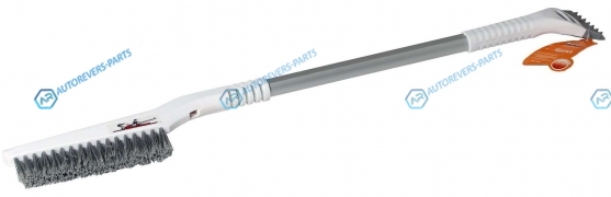 AB-R-10R Щетка от снега и льда с плоской телескоп.рукояткой мягкой распушённой щетиной + скребок (60-88 см)