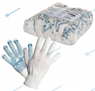 AWG-C-02 Перчатки ХБ с ПВХ покрытием. белые. (1 пара). 42гр.. 150Т7.5 класс