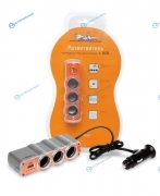 ASP-3U-03 Прикуриватель-разветвитель на 3 гнезда + USB (оранжевый)