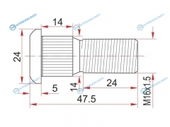 ST-90942-02062 Шпилька ступицы TOYOTA DYNA 150200TOYOACE G1525