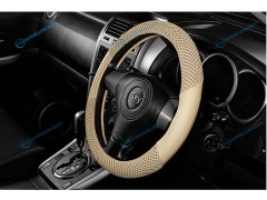 iSW-14SBE Чехол на руль iSky гладкий с тканевыми вставками. кожзам. размер S. беж.