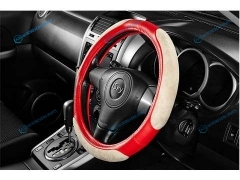 iSW-16SRD Чехол на руль iSky с тканевыми вставками. женский дизайн. кожзам. размер S. красн.
