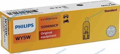 12396NACP_лампа! (WY5W) 12V 5W W2.1X9.5d передний габарит|стеклянный цоколь оранжевая|