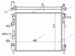SG-RN0002-D7F Радиатор RENAULT LOGAN 1.41.6 04-08  KANGOO 1.21.61.9D 98- CLIO 1.01.21.41.641.9D