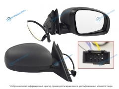 ST-SD02-940-1 Зеркало SKODA FABIA 07-15 RH регулировка. обогрев. 5 контактов