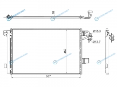 ST-VWT5-394-A0 Радиатор кондиционера VW TRANSPORTER T5 09-MULTIVAN 2.0D 09-