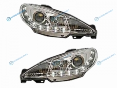 PF-SN-D50-1101P-LDEM1 Фара PEUGEOT 206 98-05 хром линза диодный тюнинг комплект R+L