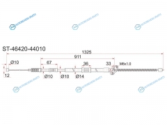 ST-46420-44010 Трос ручника TY IpsumGaia. SXM1ACM1 96-. -RH