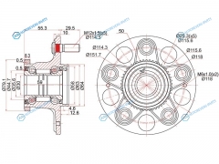 ST-42200-S87-C51 Ступичный узел задн. HONDA STREAM RNINTEGRA DC5CIVIC EU3 00-06 2WD (диск)