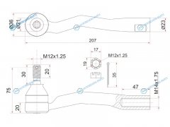 ST-45047-29125 Наконечник рулевой TOYOTA AVENSIS 00- LH