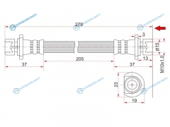 ST-01466-S04-000 Шланг тормозной задний (Таиланд) HONDA CIVICPARTNERINTEGRADOMANIISUZU JEMENI 91-01 промежуточный
