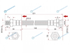 ST-MB238157 Шланг тормозной задний (Таиланд) MMC CHALLENGER 96-01DELICAL300 87-PAJEROSPORTNATIVA 91-GALANT