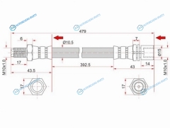 ST-96940-34305 Шланг тормозной задний (Таиланд) TOYOTA HIACEREGIUSACE 96-99HILUX 83-LAND CRUISER J7 80- промеж