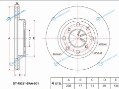 ST-45251-SAA-901 Диск тормозной перед HONDA FITJAZZ L13A GD1 01-L13A GE6 07-