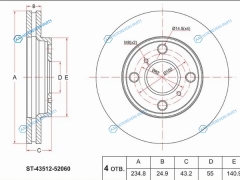 ST-43512-52060 Диск тормозной перед TOYOTA PROBOXSUCCED NCP5 02-