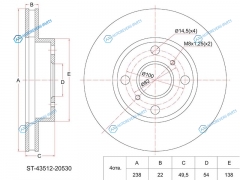 ST-43512-20530 Диск тормозной перед TOYOTA CALDINACARINA 96- ET196AT212