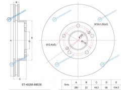 ST-40206-88E05 Диск тормозной перед NISSAN CEFIRO A3233PPRIMERA QRQG P12SKYLINE RB20DE R34LAUREL RB2DE