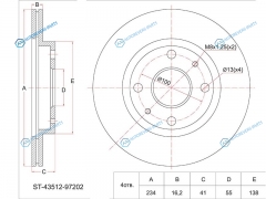 ST-43512-97202 Диск тормозной перед TOYOTA DUET M100111 98-PASSO C1 04-STORIA 98-YRV M20 0