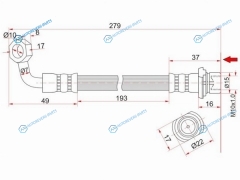 ST-90947-02A08 Шланг тормозной задний (Таиланд) TOYOTA LAND CRUISERPRADOLEXUS LX470 98- LH
