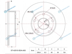 ST-42510-SDA-A00 Диск тормозной зад HONDA ACCORD 2.0-2.4 CL79 02-