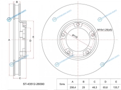ST-43512-26090 Диск тормозной перед TOYOTA HIACEREGIUS 2WD LHRZH1 89-95