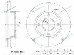 ST-40206-4M402 Диск тормозной перед NISSAN AD Y11 SUNNY B15BLUEBIRD U14PRIMERA P11