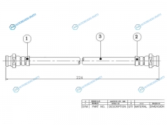 ST-MR129772 Шланг тормозной передний (Таиланд) MMC L200MONTEROPAJERO 82-01 L=220 LH=RH промежут.