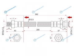 ST-MB295681 Шланг тормозной передний левый (Таиланд) MMC CANTER 93- (диск)