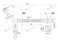 ST-90947-02605 Шланг тормозной задний (Таиланд) TOYOTA EMINALUCIDAPREVIA 90-99 LH=RH