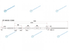 ST-46430-12380 Трос ручника TY Sprinter Carib AE114115 4WD 95-02. - LH