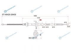 ST-46420-28400 Трос ручника TY TownAce Noah 2WD CR4SR4 98-. - RH
