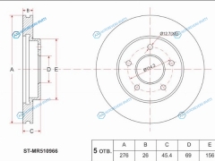 ST-MR510966 Диск тормозной перед MITSUBISHI AIRTRAKOUTLANDER CU45WDIAMANTE F313641CEDIACS5A
