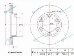 ST-43512-60050 Диск тормозной перед TOYOTA LAND CRUISER 80 90-92