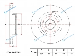 ST-40206-2Y505 Диск тормозной перед NISSAN TINO QG18SR20 V10CEFIRO VQ25DD A33SKYLINE RB25DE R34