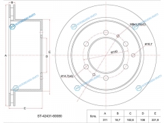 ST-42431-60080 Диск тормозной зад TOYOTA Land Cruiser 80 90-92