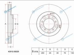 ST-43512-30220 Диск тормозной перед TOYOTA CROWN 143