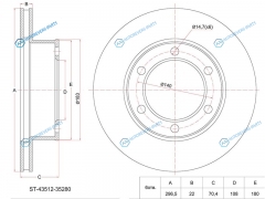 ST-43512-35280 Диск тормозной перед TOYOTA SURFLAND CRUISER PRADO 189