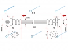ST-A151767C Шланг тормозной передний (Таиланд) MMC CANTER 93- RH (диск)