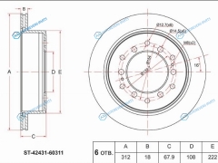 ST-42431-60311 Диск тормозной зад TOYOTA LAND CRUISER PRADO 150 09-FJ