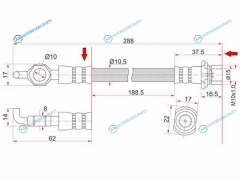 ST-90947-02904 Шланг тормозной перед (Таиланд) TOYOTA LITETOWNACE NOAH 2WD 96-98 LH=RH