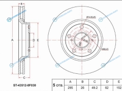 ST-43512-0F030 Диск тормозной перед TOYOTA AVENSIS ZRT270 08-