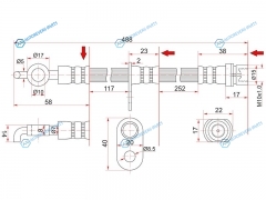 ST-90947-02814 Шланг тормозной передний (Таиланд) TOYOTA COROLLA2CORSACYNOSPASEORAUMSTARLETTERCEL 91- LH