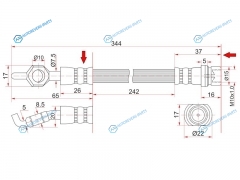ST-90947-02774 Шланг тормозной передний (Таиланд) TOYOTA BREVISCHASERCRESTACROWNMAJESTAMARK2PROGRESVEROSSA 4
