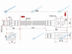ST-46210-01J00 Шланг тормозной передний (Таиланд) NISSAN PATROLSAFARI TB42E 91-97 промежуточный